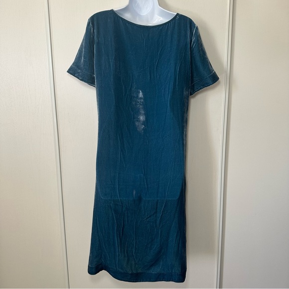 Sundance The Best Spring Velvet T-Shirt Dress Ever Teal/Blue Color- Size Small - Picture 3 of 11